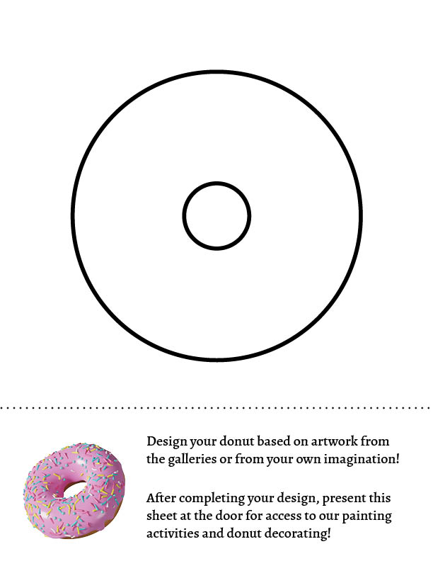 coloring sheet of a donut with directions on how to do the activity