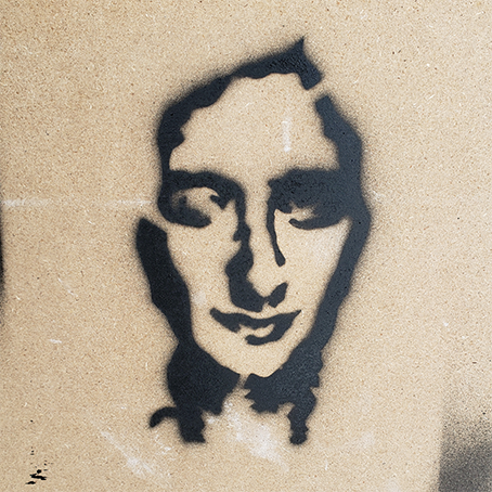 spray painted stencil of Bahia Shehab